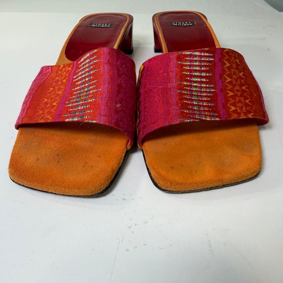 Stuart Weitzman Vintage Square Toe Slide Sandals Red Patent Block Heel Womens 9B - Picture 5 of 8